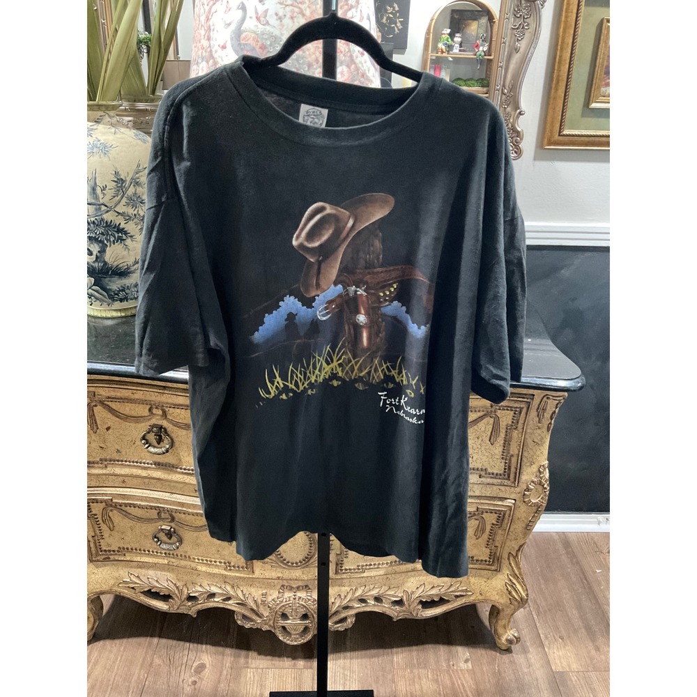 Vintage Eagle Kansas City Fort Kearney Nebraska Western Graphic T-Shirt Black 2X